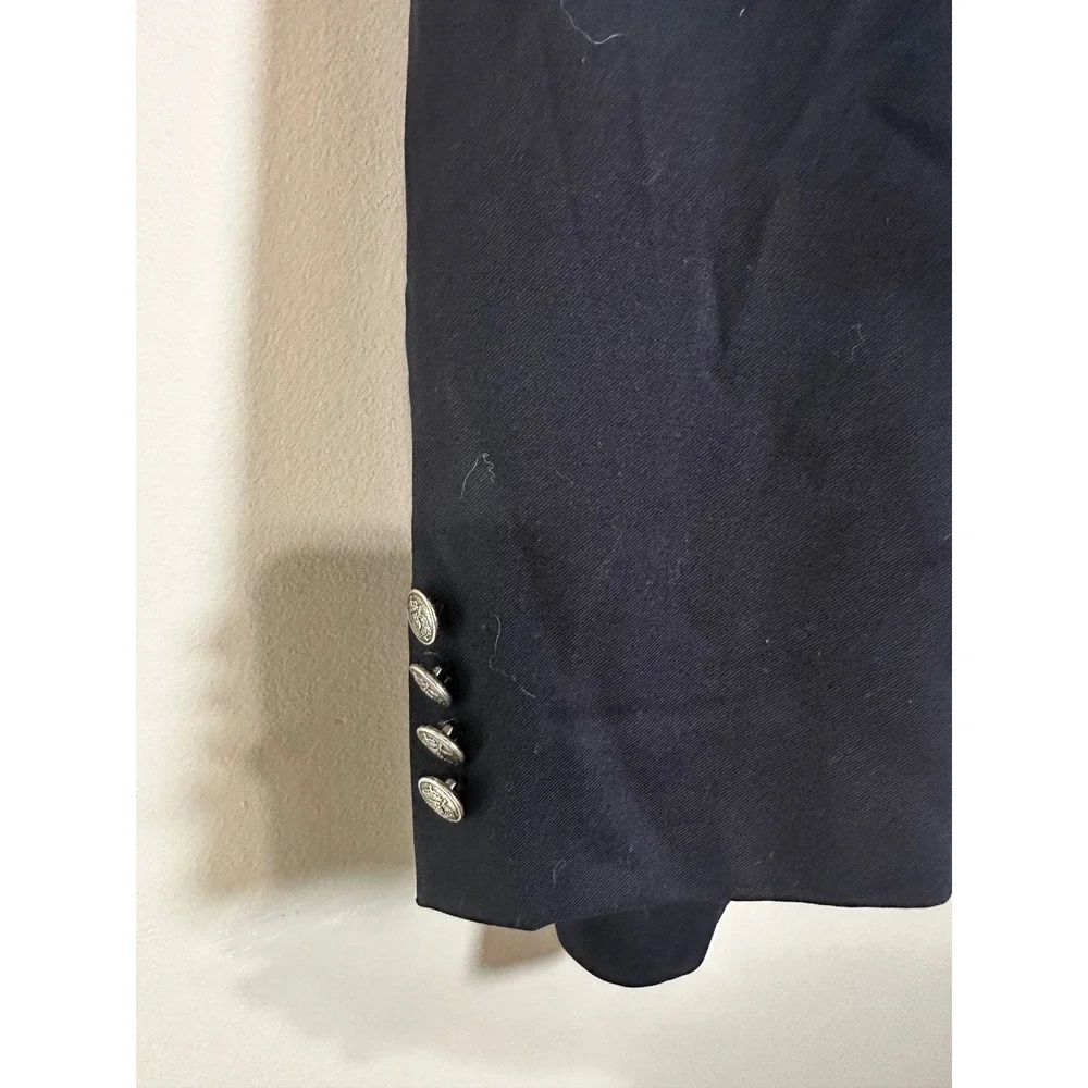 Michael Kors Mens Navy Blue 100% Wool Blazer Silver Crest Buttons 42R Sport Coat